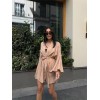JAKARLI KİMONO - ŞORT TAKIM - Bej - 150072 JAKARLI KİMONO - ŞORT TAKIM - Bej - 150072