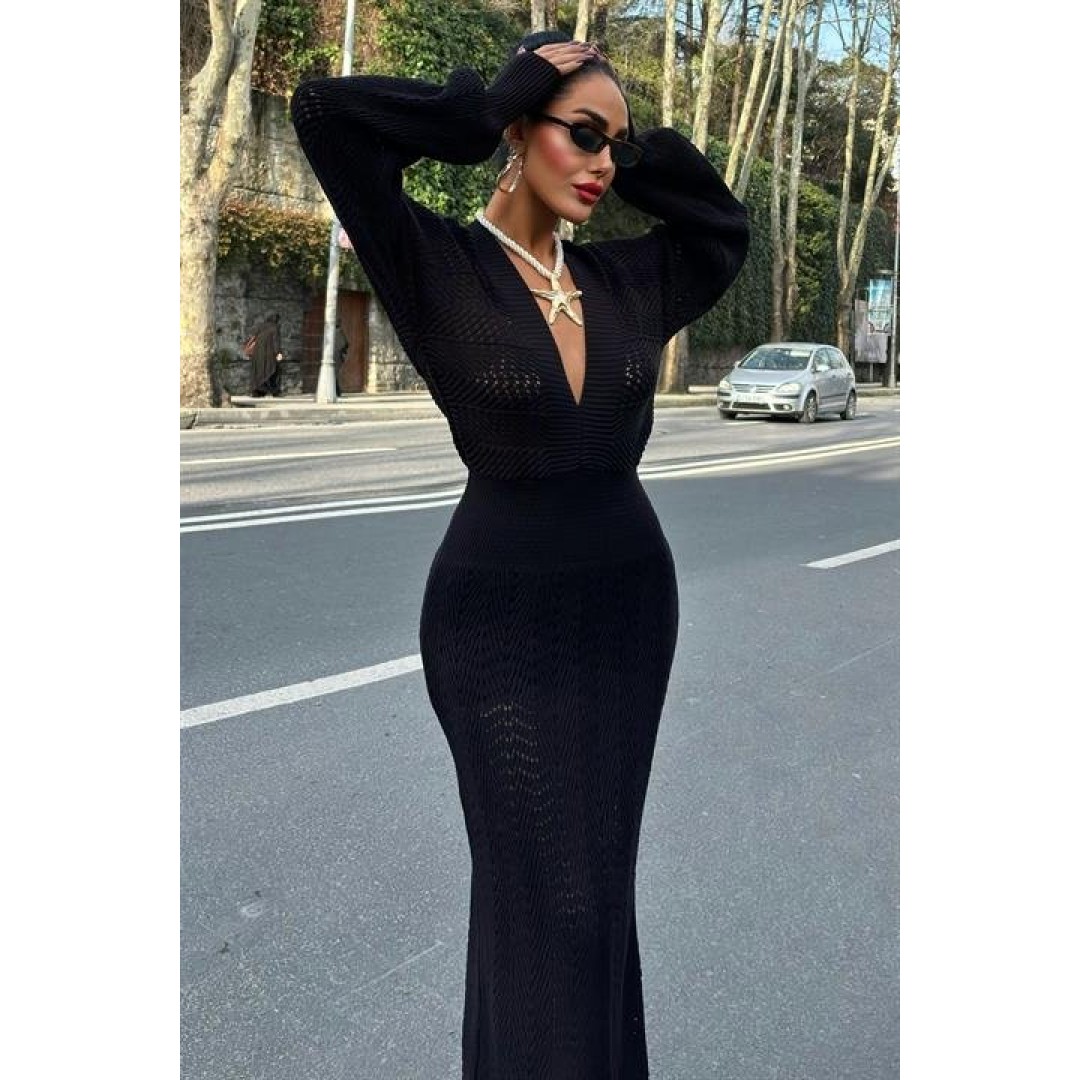Laura Derin Dekolte Kroşe Elbise 2712-0025 155748 Laura Derin Dekolte Kroşe Elbise 2712-0025 155748