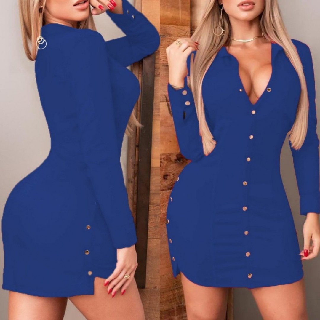 Kadın Uzun Kollu Polo Yaka ön Kısım çıtçıtlı Düğme Detay Scuba Krep Mini Boy Elbise - 132151 Kadın Uzun Kollu Polo Yaka ön Kısım çıtçıtlı Düğme Detay Scuba Krep Mini Boy Elbise - 132151