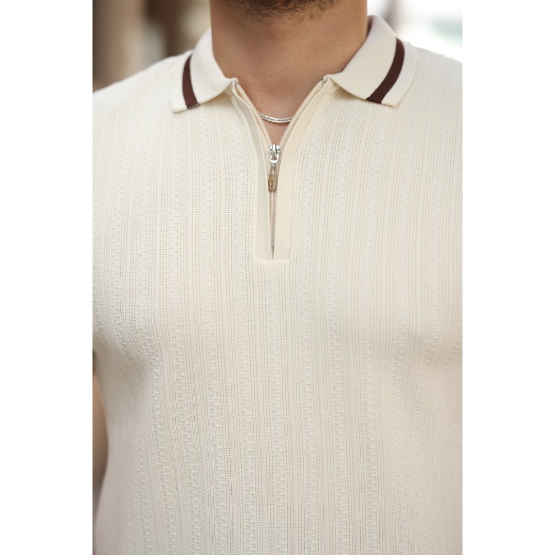 Erkek Yaka Ve Kolları çizgi Detaylı Fermuarlı Kısa Kollu T-shirt 162310 Erkek Yaka Ve Kolları çizgi Detaylı Fermuarlı Kısa Kollu T-shirt 162310