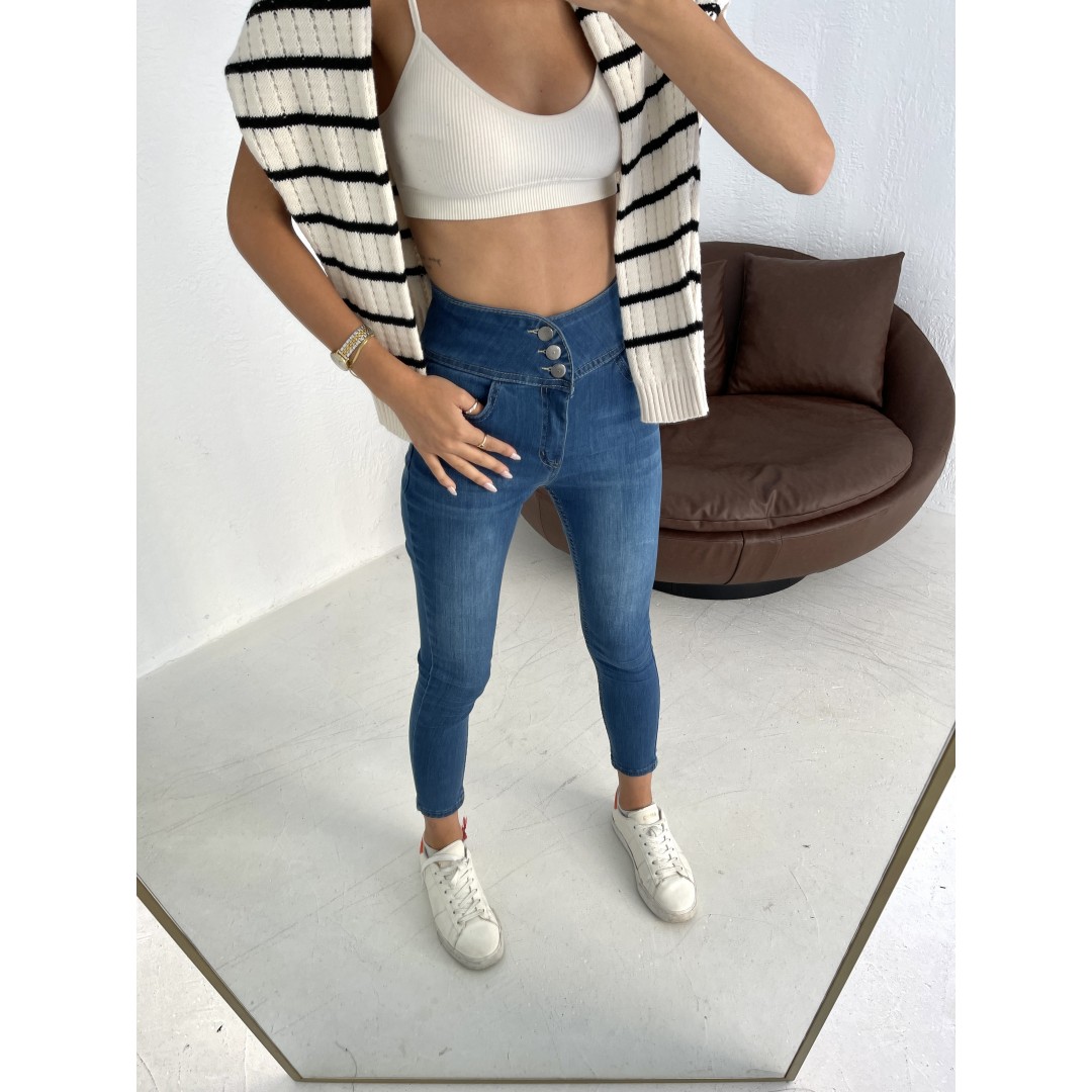 Yüksek Bel Likralı Jean Pantolon 90 Cm 47252
