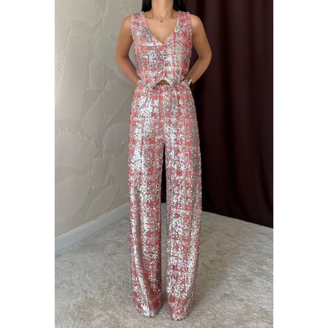 Gri Pullu Yelek Ve Pantolon Takım 152825