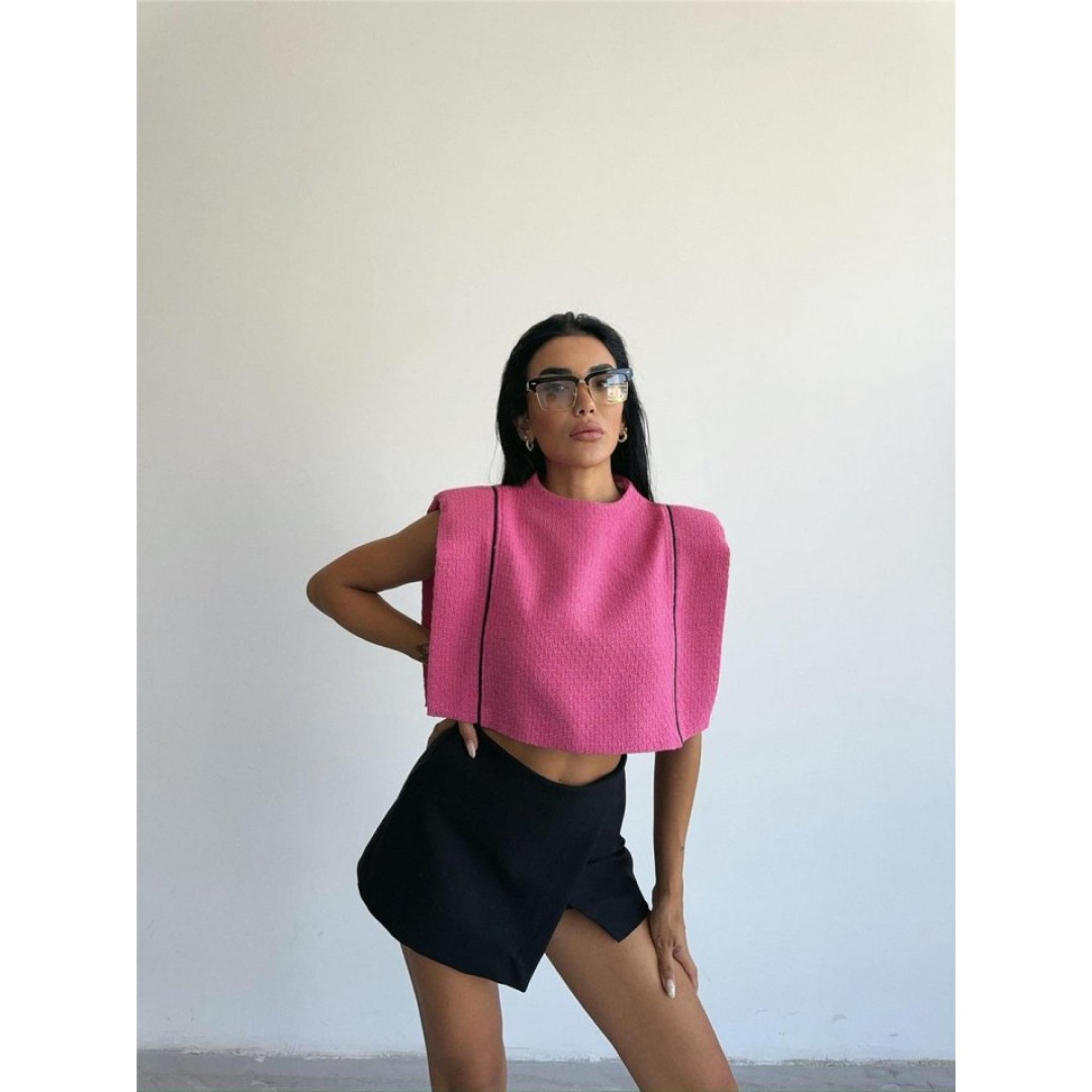 CHANEL VATKALI CROP BLUZ - Fuşya 151878 CHANEL VATKALI CROP BLUZ - Fuşya 151878