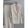 Blazer Ceketli Çizgili Keten Takım 10186 159435