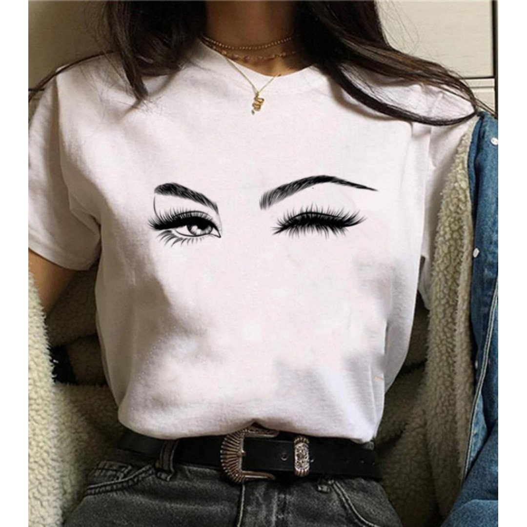 Kadın Kısa Kollu Bisiklet Yaka Göz Baskılı Süprem T-shirt 157312 Kadın Kısa Kollu Bisiklet Yaka Göz Baskılı Süprem T-shirt 157312
