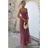 Askılı Pile Detaylı Renkli Maxi Elbise 2748 - 160563
