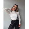 Kadın Likralı Dantel Transparan Uzun Kol Crop Bluz - 156150 Kadın Likralı Dantel Transparan Uzun Kol Crop Bluz - 156150