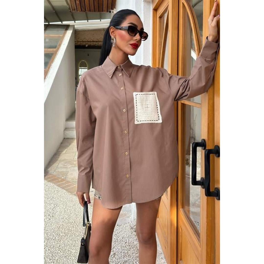 Süzine Cepli Arkası Yırtmaçlı Oversize Gömlek 3420 158761 Süzine Cepli Arkası Yırtmaçlı Oversize Gömlek 3420 158761