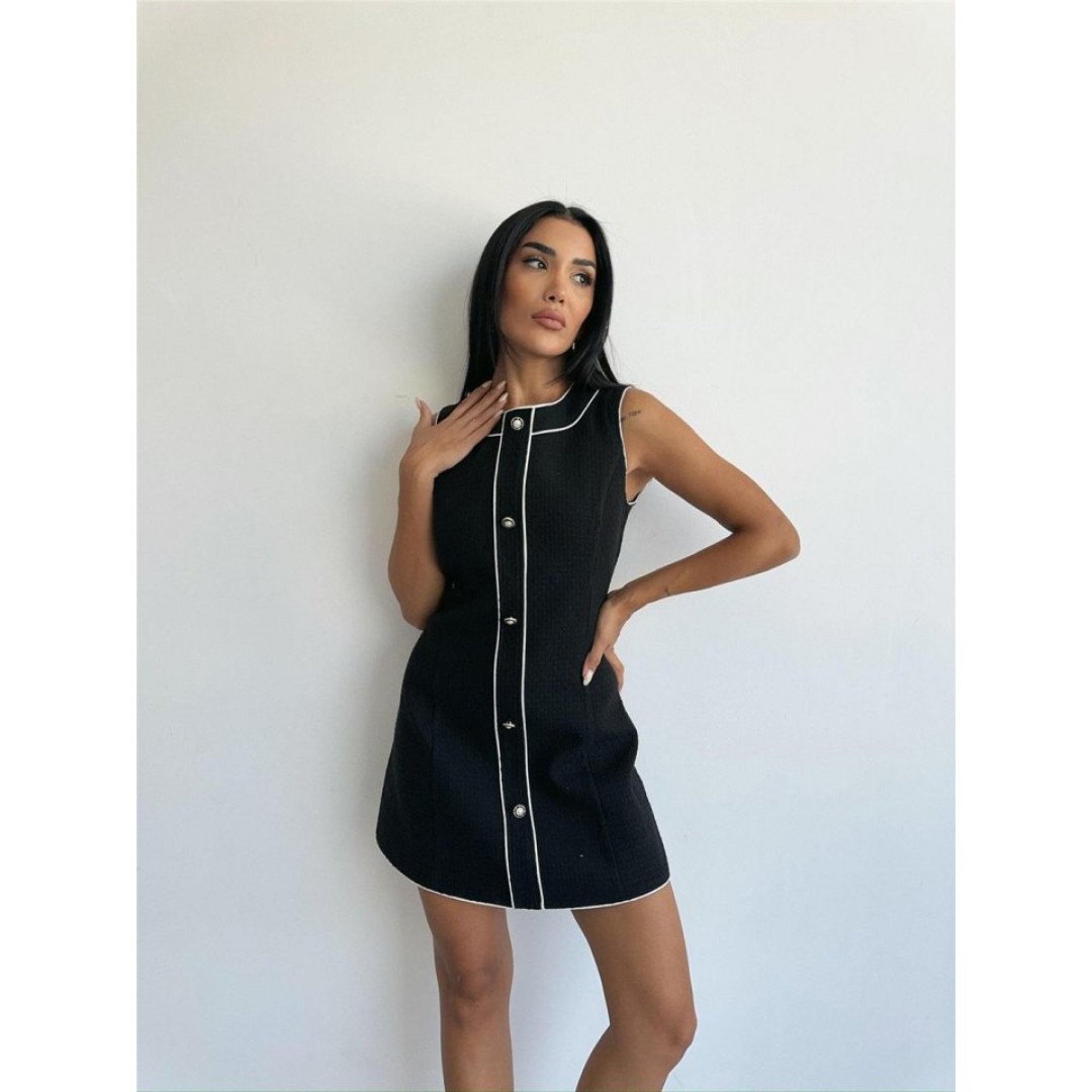 CHANEL KUMAŞ KISA ÖNDEN DÜĞMELİ ELBİSE - Siyah - 150146 CHANEL KUMAŞ KISA ÖNDEN DÜĞMELİ ELBİSE - Siyah - 150146