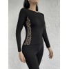 Kadın Uzun Kollu Leopar şeritli Viskon Bluz - 69539 Kadın Uzun Kollu Leopar şeritli Viskon Bluz - 69539