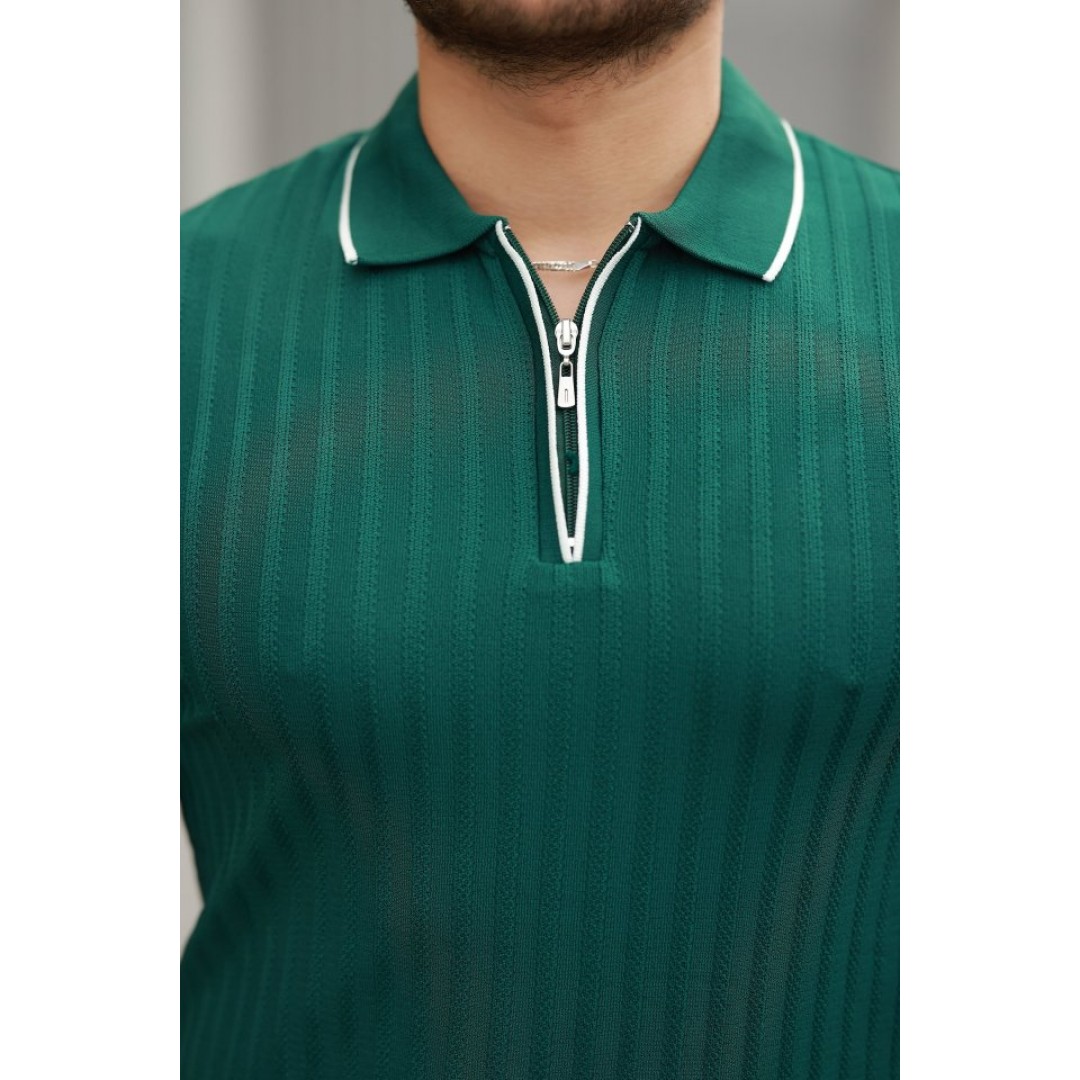 Erkek Fermuarlı Yakalı Kısa Kollu T-shirt - 160694 Erkek Fermuarlı Yakalı Kısa Kollu T-shirt - 160694