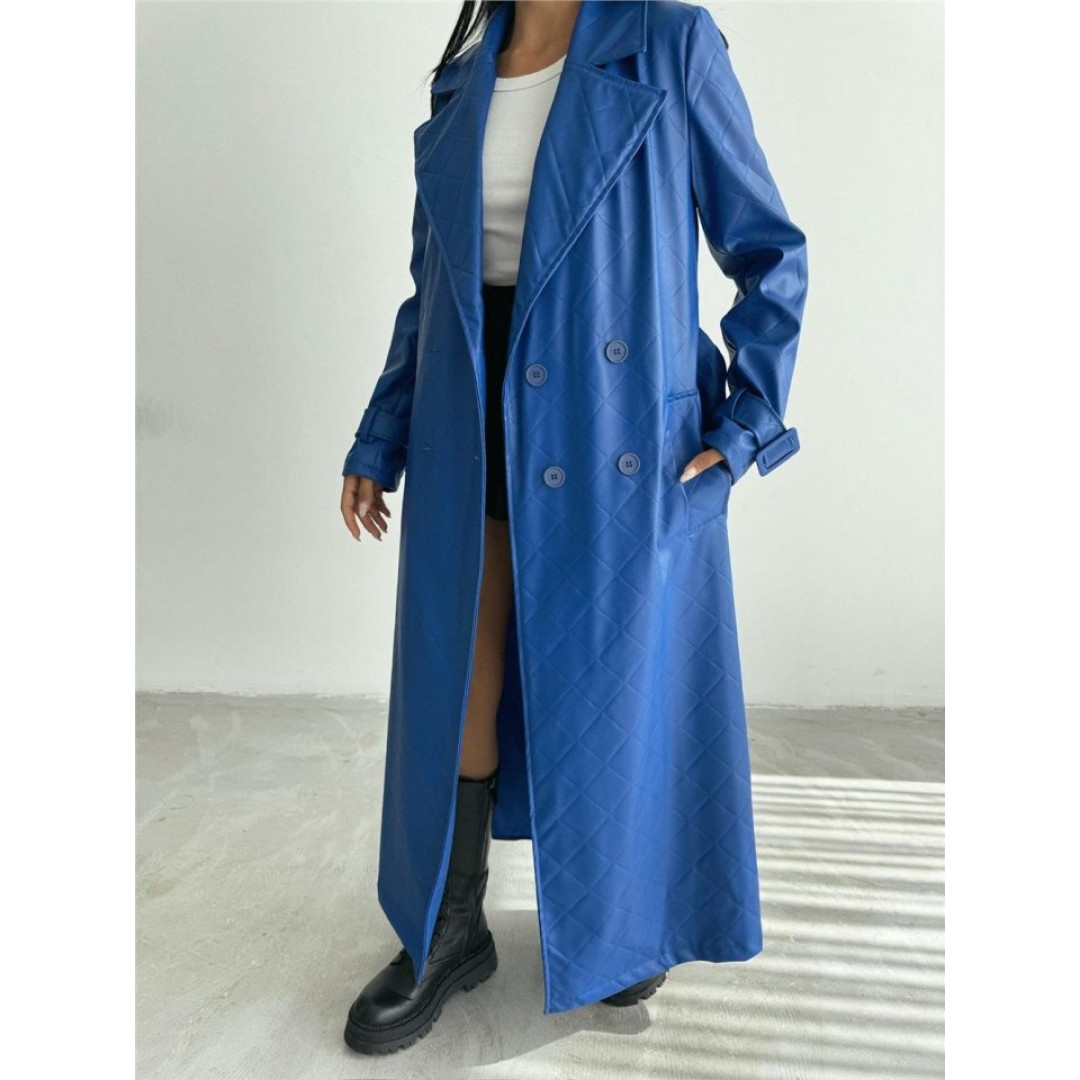 KAPİTONE DERİ TRENCH - Mavi - 152745 KAPİTONE DERİ TRENCH - Mavi - 152745