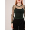 Transparan Yeşil Tül Basic Bluz 148068 Transparan Yeşil Tül Basic Bluz 148068