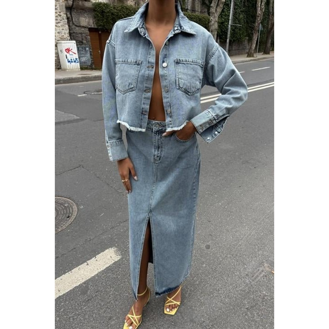 Veronika Yırtmaçlı Denim Takım 9913 155028 Veronika Yırtmaçlı Denim Takım 9913 155028