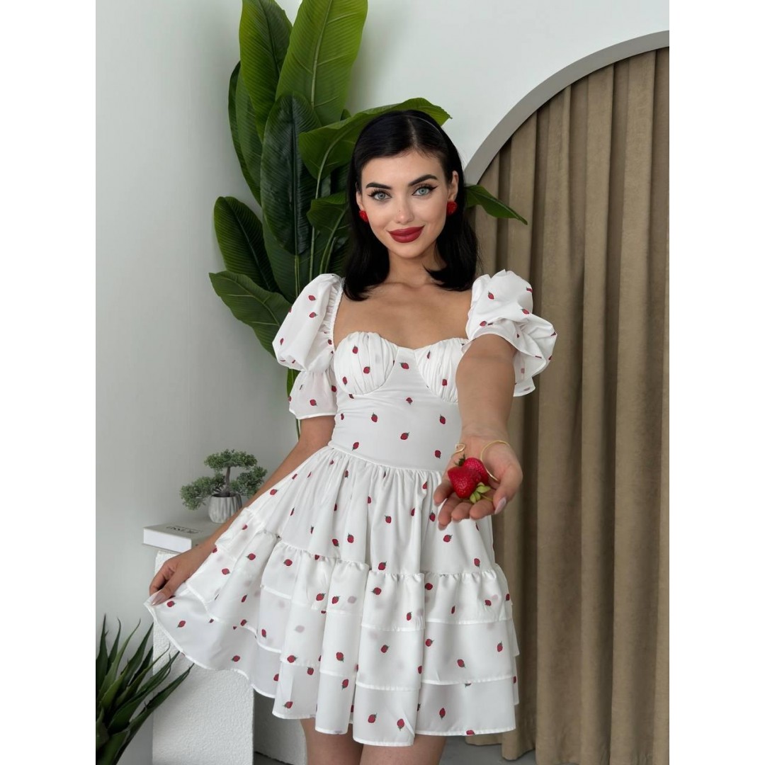 Beyaz Mini Elbise - 147073