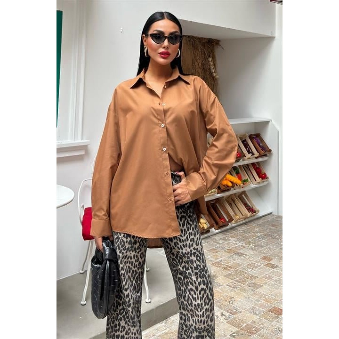 Klasik Oversize Poplin Gömlek 3421 158452