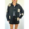 Siyah Gabardin Arma Detaylı Gömlek Ceket - 148390 Siyah Gabardin Arma Detaylı Gömlek Ceket - 148390