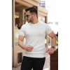 Erkek Ince çizgi Dokulu Bisiklet Yaka Kısa Kollu T-shirt 162324 Erkek Ince çizgi Dokulu Bisiklet Yaka Kısa Kollu T-shirt 162324
