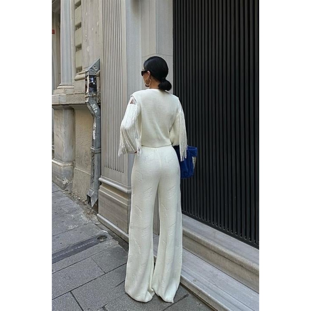 Püskül Detaylı Hırka Pantolon Triko Takım 9967 158368 Püskül Detaylı Hırka Pantolon Triko Takım 9967 158368