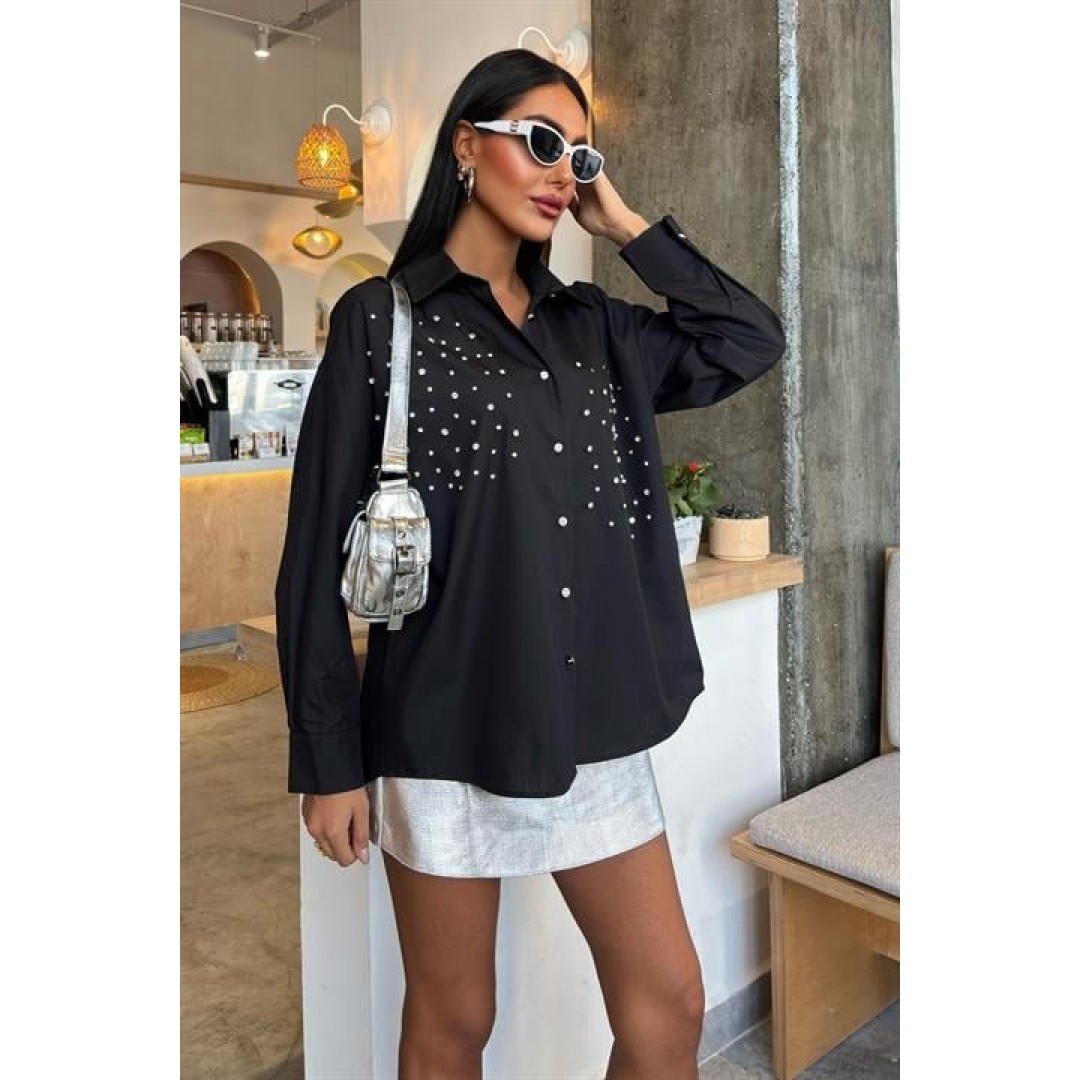 Kristal Taş Çakımlı Poplin Gömlek 3413
