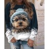 Kadın Uzun Kollu Bisiklet Yaka Köpek Baskılı şardonlu Dalgıç Bluz - 153725 Kadın Uzun Kollu Bisiklet Yaka Köpek Baskılı şardonlu Dalgıç Bluz - 153725