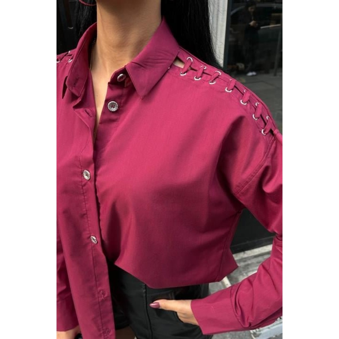 Kuşgözü Ve Biye Detaylı Poplin Gömlek 3419 158441 Kuşgözü Ve Biye Detaylı Poplin Gömlek 3419 158441