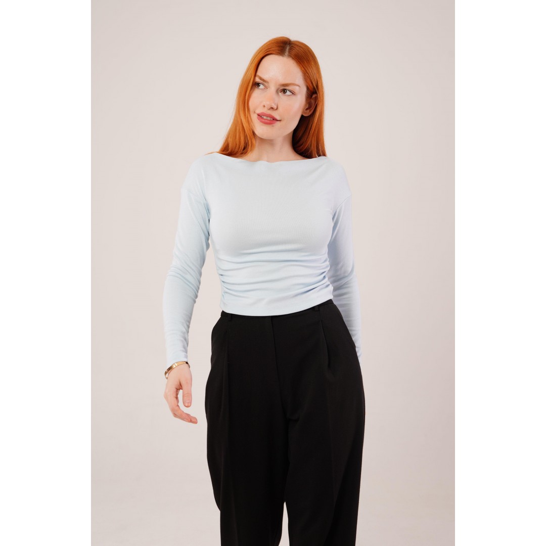 Yaka Detay Uzun Kollu Basic Bebe Mavisi Bluz 147412 Yaka Detay Uzun Kollu Basic Bebe Mavisi Bluz 147412