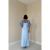 Bebe Mavi İşlemeli Kolu Garnili Elbise - 153835 Bebe Mavi İşlemeli Kolu Garnili Elbise - 153835