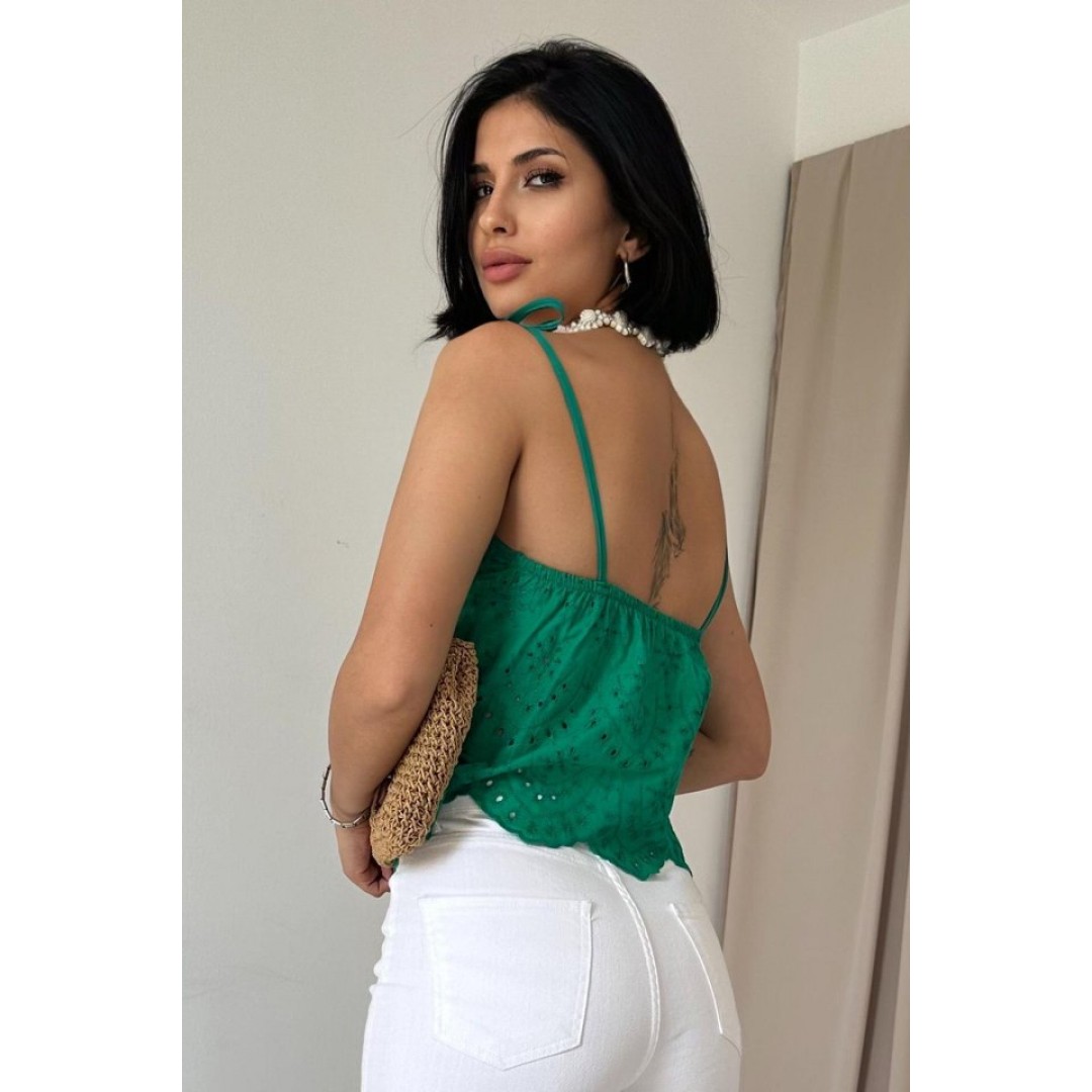 Yeşil Bağcıklı Brode Bluz 153482 Yeşil Bağcıklı Brode Bluz 153482