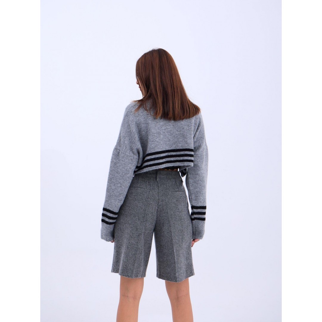43241 TRİKO ÇİZGİLİ BALIKÇI CROP-GRİ-SİYAH 143975
