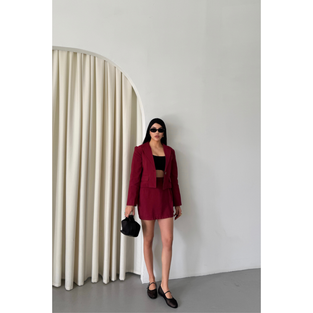 CROP CEKET - KISA ETEK TAKIM - Bordo 158244