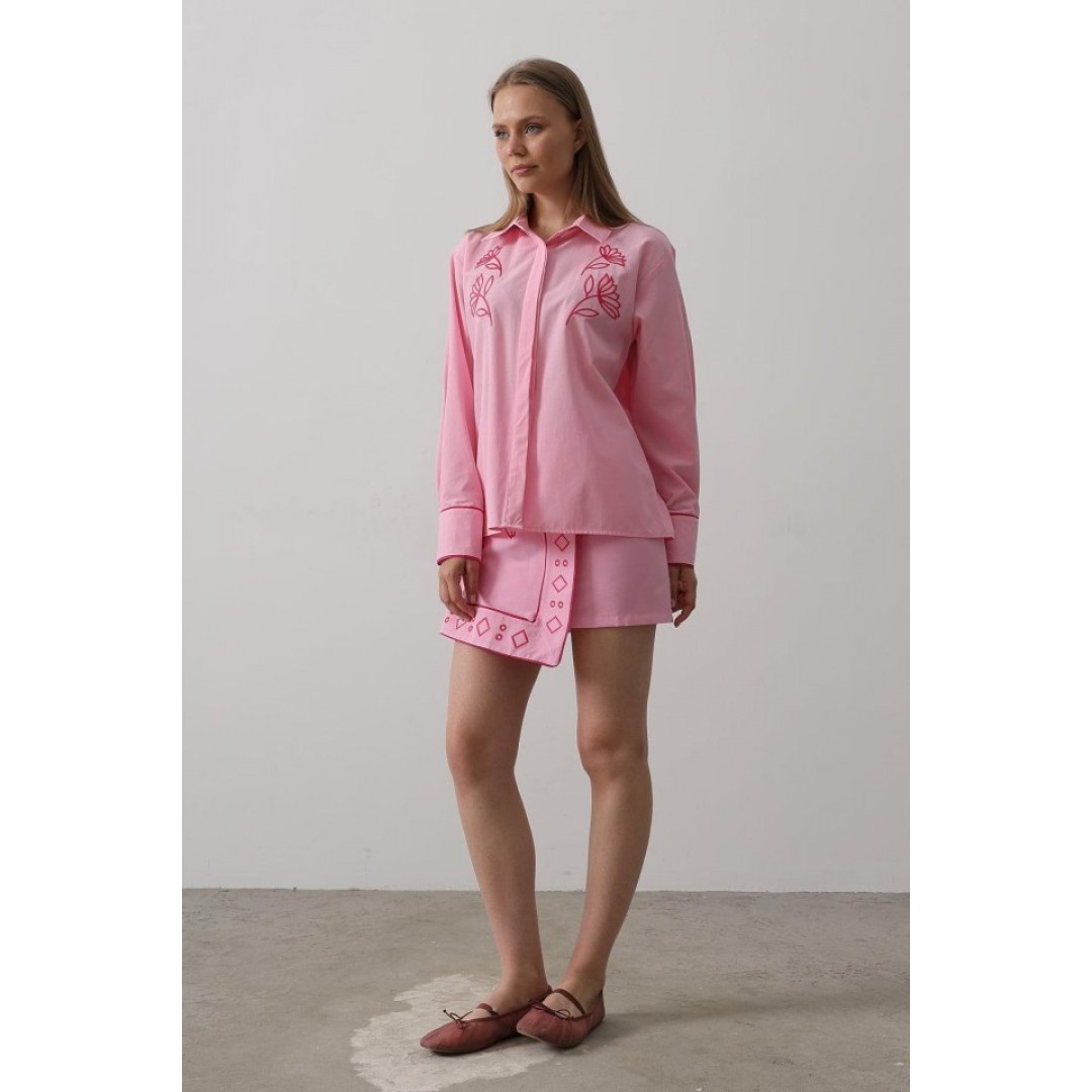 Nakış Detaylı Etekli Takım - Pembe 160639 Nakış Detaylı Etekli Takım - Pembe 160639