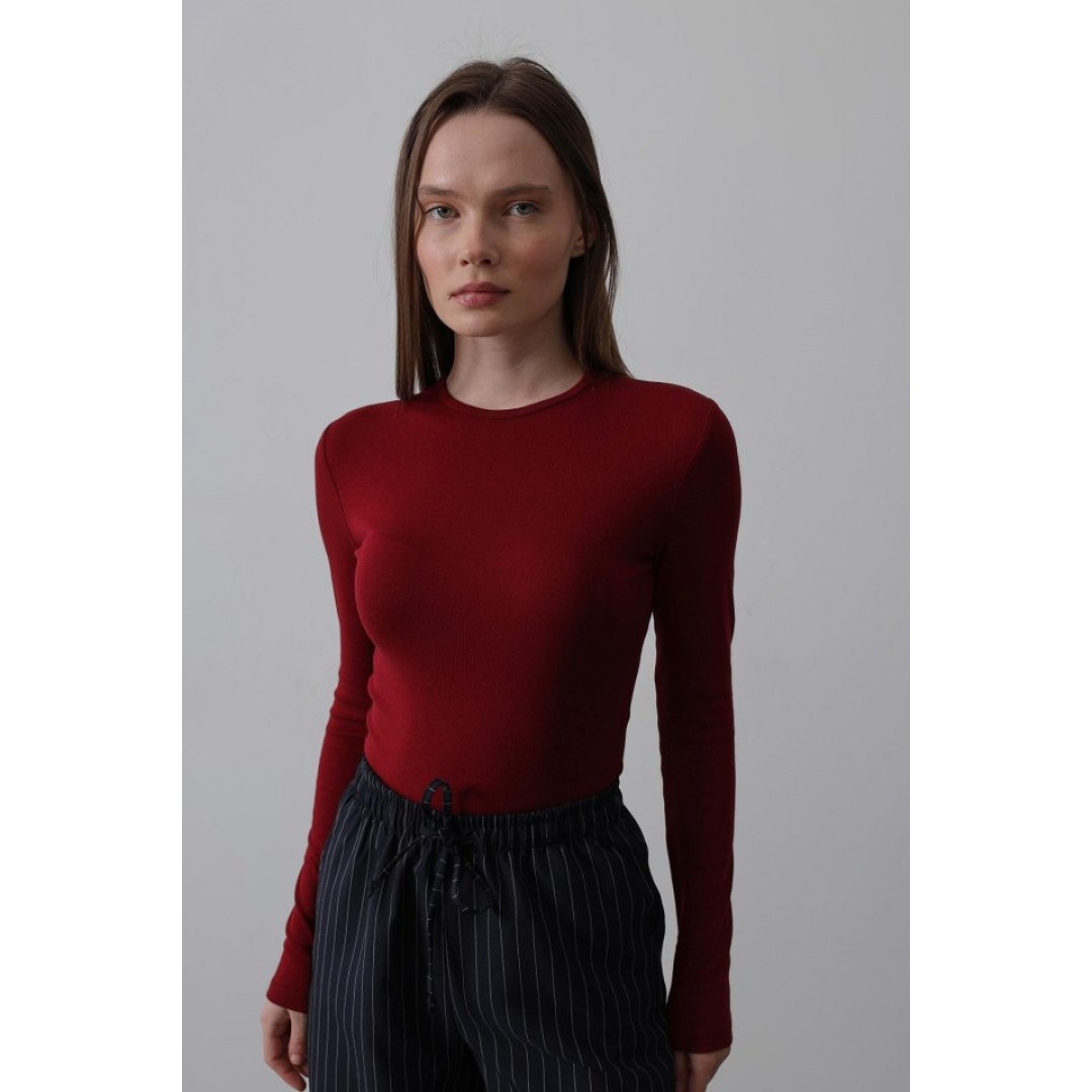Uzun Kol Crop Top - Bordo 154054 Uzun Kol Crop Top - Bordo 154054