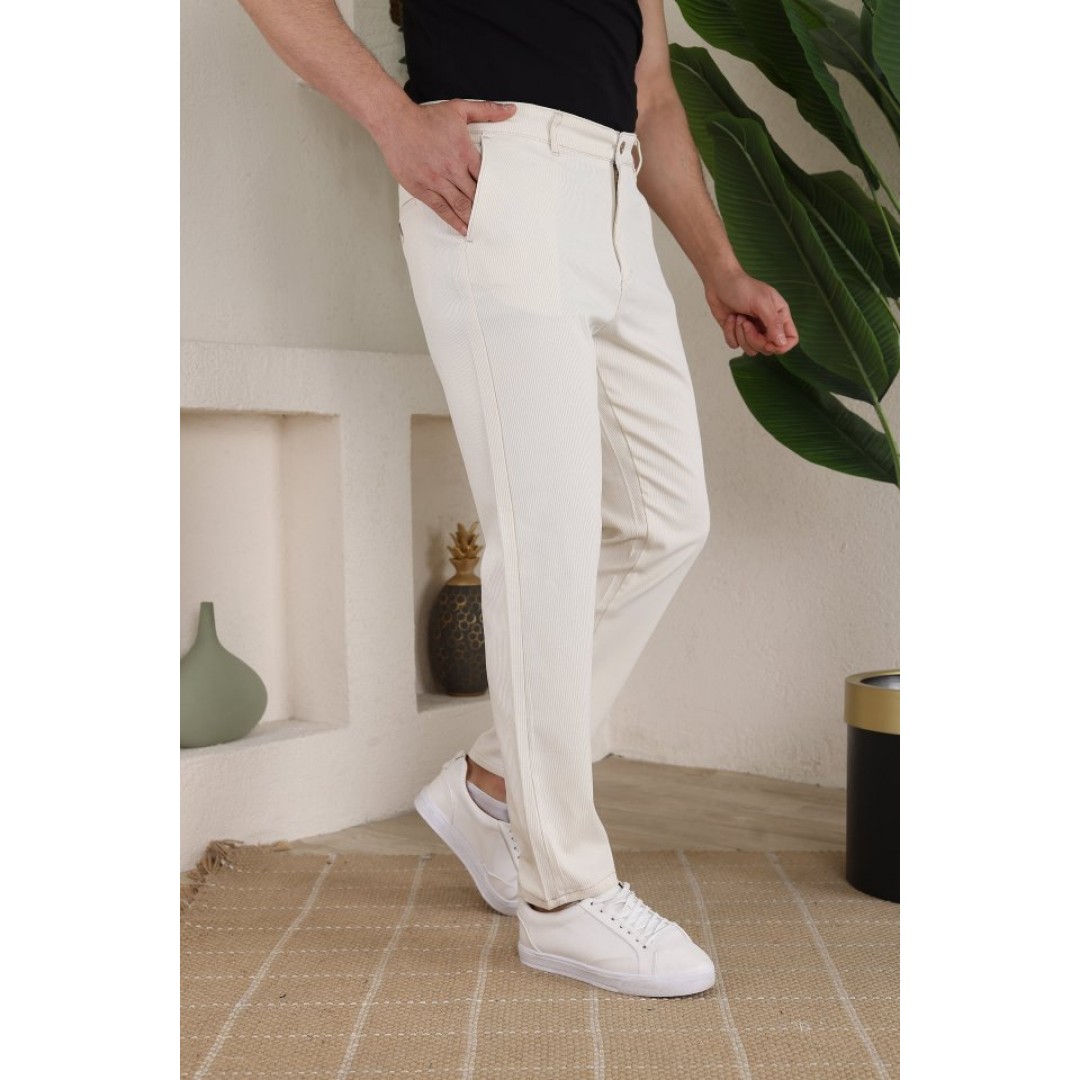 Erkek Casual Slim Fit Cord Desenli Kumaş Pantolon - 159386 Erkek Casual Slim Fit Cord Desenli Kumaş Pantolon - 159386