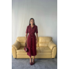 TENCEL ÖNDEN DÜĞMELİ KISA KOL ELBİSE - Bordo 160283