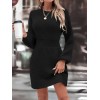 Kadın Uzun Kollu Bisiklet Yaka Balon Kol Bel Lastik Detay Triko Mini Boy Elbise - 133749 Kadın Uzun Kollu Bisiklet Yaka Balon Kol Bel Lastik Detay Triko Mini Boy Elbise - 133749