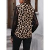 Kadın Leopar Desenli Kolları Tül Detaylı Krep Bluz - 135573 Kadın Leopar Desenli Kolları Tül Detaylı Krep Bluz - 135573
