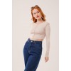 Ters Dikişli Basic Krem Body Bluz 148085