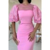 Pembe İncili Tül Detay Elbise 153032 Pembe İncili Tül Detay Elbise 153032