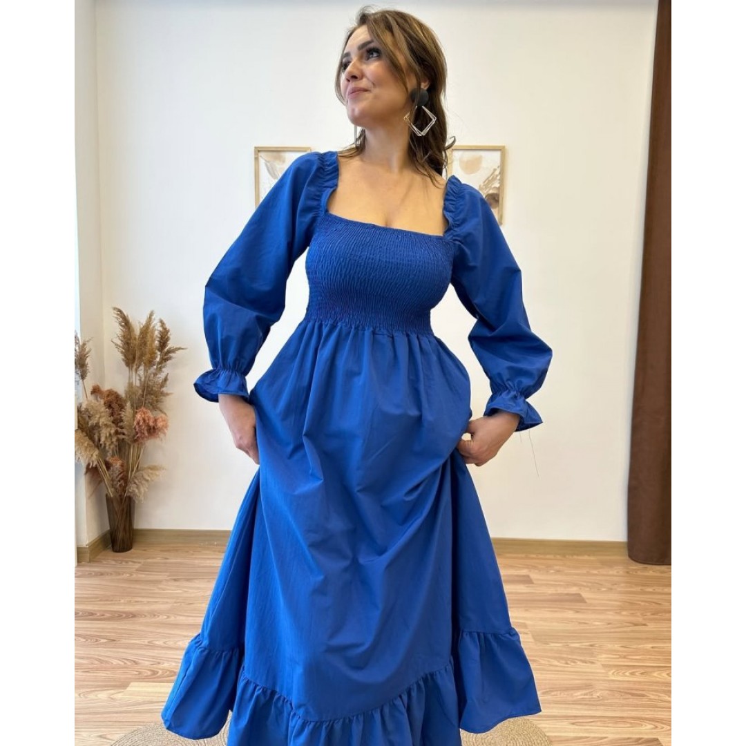 Kadın Uzun Kollu Kare Yakalı Gipeli Uzun Trikoton Elbise - 135190 Kadın Uzun Kollu Kare Yakalı Gipeli Uzun Trikoton Elbise - 135190