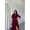 YAKA DÜĞME DETAYLI ELBİSE- Bordo 154396