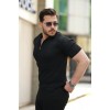 Erkek Fermuarlı Yakalı Kısa Kollu Tshirt - 159165