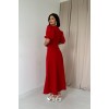 Kırmızı Fiyonklu Midi Elbise - 153312 Kırmızı Fiyonklu Midi Elbise - 153312