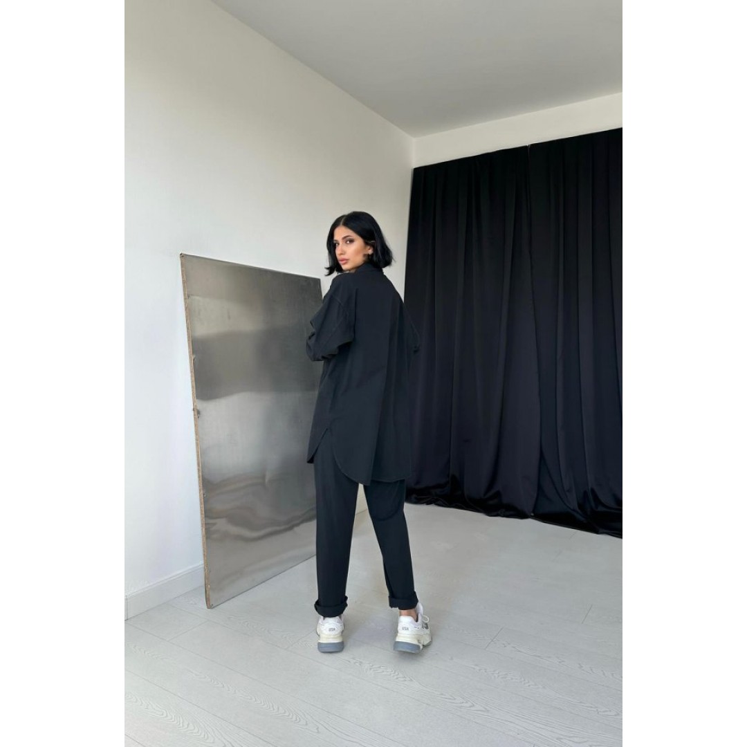 Siyah Gömlek Ve Çıtçıtlı Pantolon Takım 148372 Siyah Gömlek Ve Çıtçıtlı Pantolon Takım 148372