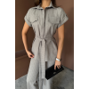 ÇİZGİLİ POLYVİSKON BLUZ - PANTOLON TAKIM - Gri 159630 ÇİZGİLİ POLYVİSKON BLUZ - PANTOLON TAKIM - Gri 159630
