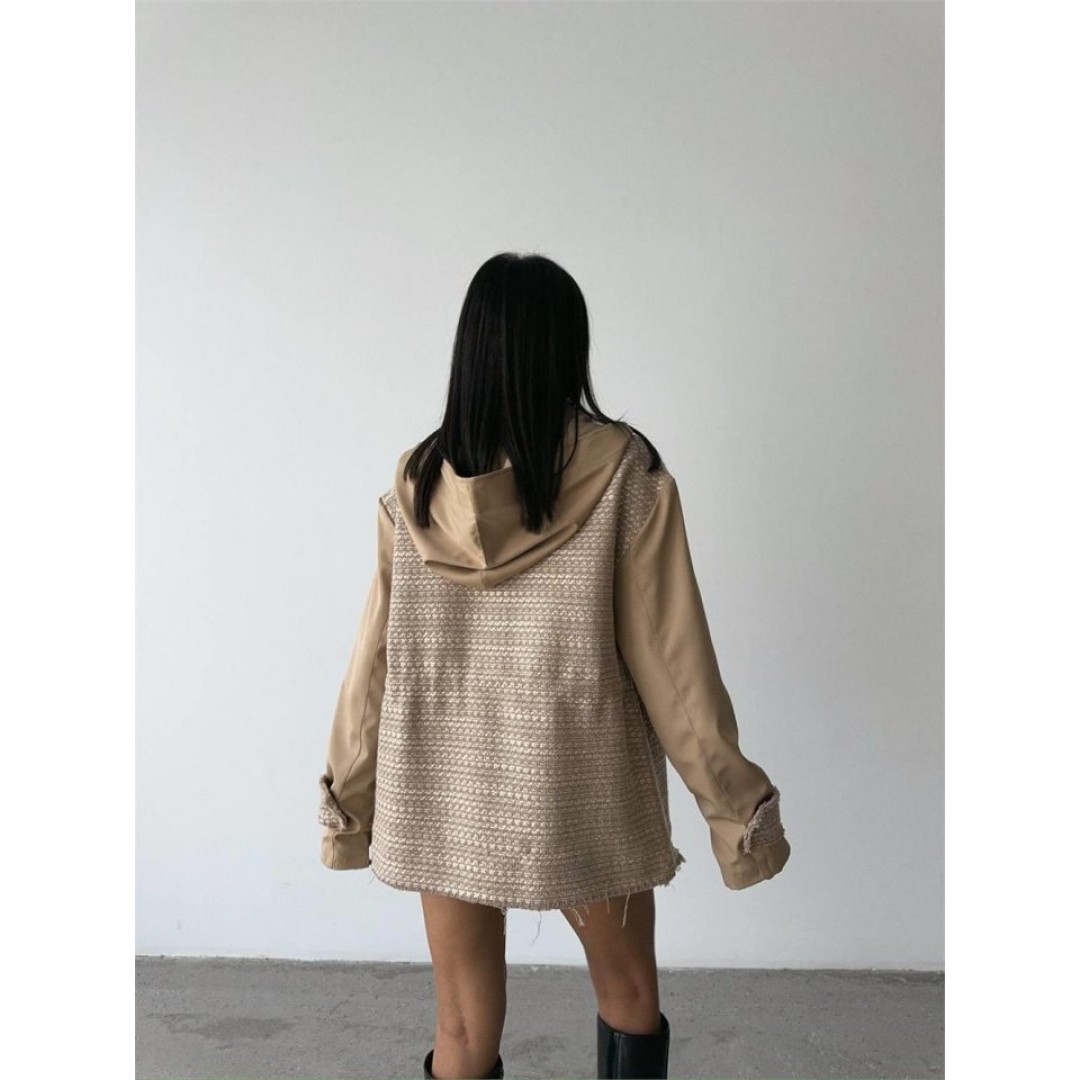 CHANEL -TRENCH  GARNİLİ KAPİŞONLU BELDEN BÜZGÜLÜ MONT - Bej 151872