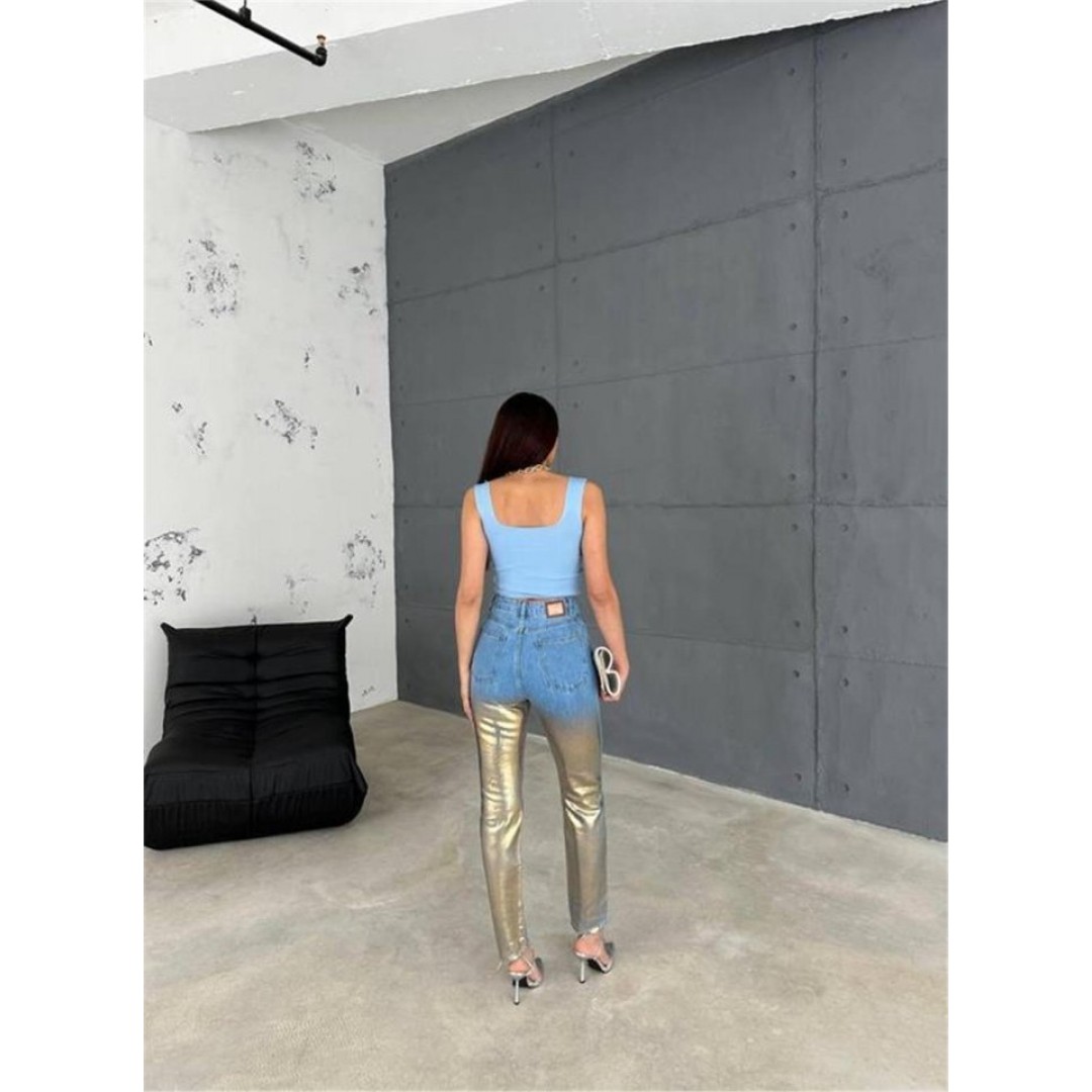 DİZ YIRTIK VARAKLI MOM KOT PANTOLON - Gold 153270 DİZ YIRTIK VARAKLI MOM KOT PANTOLON - Gold 153270