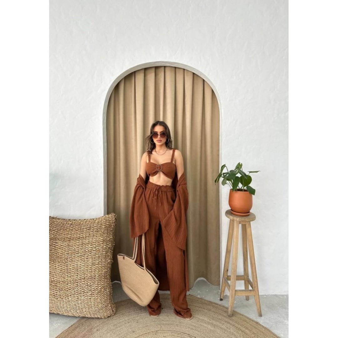 KRINKILL BÜSTİYER-PANTOLON-KİMONO TAKIM - Kahverengi 150084