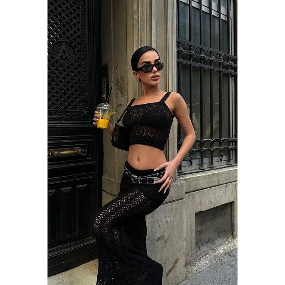 Kayla Dantel Desenli Crop Takım 9840 155107 Kayla Dantel Desenli Crop Takım 9840 155107