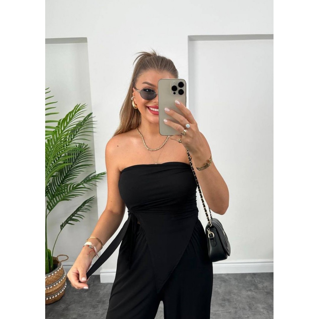 Kadın Sandy Kumaş Starplez Bluz Ve Palazzo Pantolon Ikili Takım 124806 Kadın Sandy Kumaş Starplez Bluz Ve Palazzo Pantolon Ikili Takım 124806